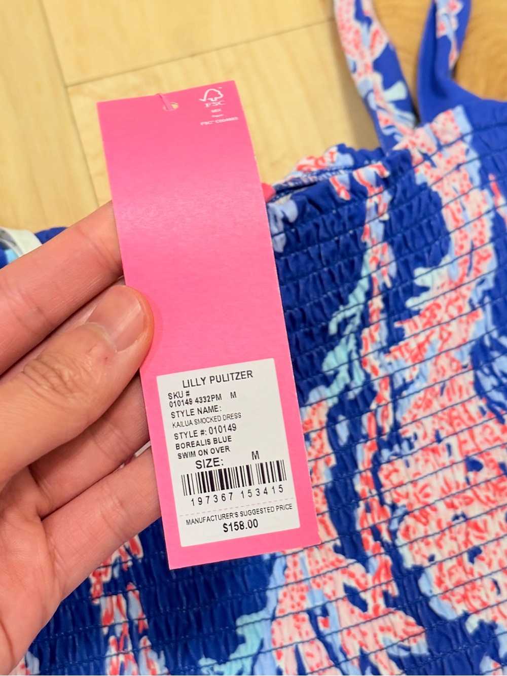 NWT Lilly Pulitzer Women’s Kailua Smocked Dress In Borealis Blue Swim On Over - Picture 5 of 6